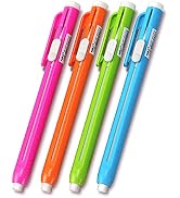 Retractable Mechanical Eraser Pen, Pen-Style Erasers Assorted Color, 4 Pack