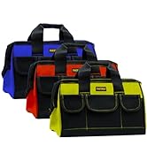 FASTECH 3 Pieces Tool Bag, 14Inch Wide Mouth Tool Bag Waterproof Tool Tote Bag, Small Heavy Duty ...