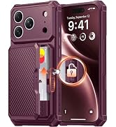 GolbinBox for iPhone Pro Case with Card Slot & Snap Lock-Deep Cherry Red | Holds 4~5 Cards & Cash...