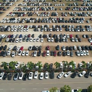 a parking lot full of cars