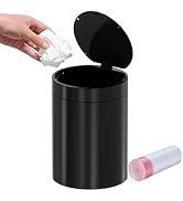 Mini Trash Can for Desk with Pop Up Lid,1.5L Metal Tiny Trash Can for Desk, 0.4 Gal Stainless Ste...