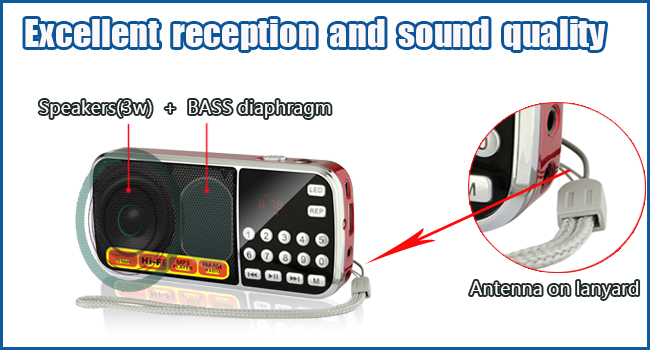 AM FM radio with excellent reception and sound quality