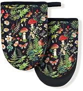 Goth Mushroom Farmhouse Vintage Gothic Mini Silicone Oven Mitts, Heat Slip Resistant Kitchen Glov...