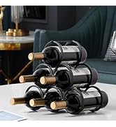 GeLive Small Tabletop Wine Rack 6 Bottles Triangle Freestanding Countertop Wine Bottle Holder Cab...