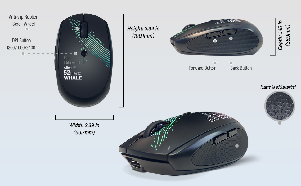 Whalices 52 wireless mouse diagram