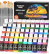 Acrylic Paint, Shuttle Art 50 Colors Acrylic Paint Set, 2oz/60ml Bottles, Rich Pigmented, Water P...