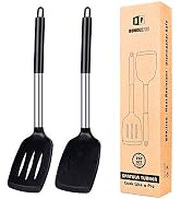 Pack of 2 Silicone Solid Turner,Non Stick Slotted Kitchen Spatulas,High Heat Resistant BPA Free C...