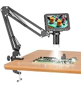 5" LCD Digital Soldering Microscope with Flexible Stand, 1000X Magnification for Electronics Repa...