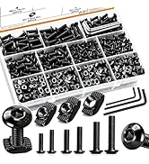 mankk 260PCS M3 M4 M5 T-Nuts Screws Assortment Kit 10.9 Grade Alloy Steel Metric Hex Button Head ...