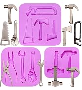 3Pcs Construction Tool Silicone Molds, Fathers Day Molds for Chocolate, Hammer, Saw, Wrench, Plie...