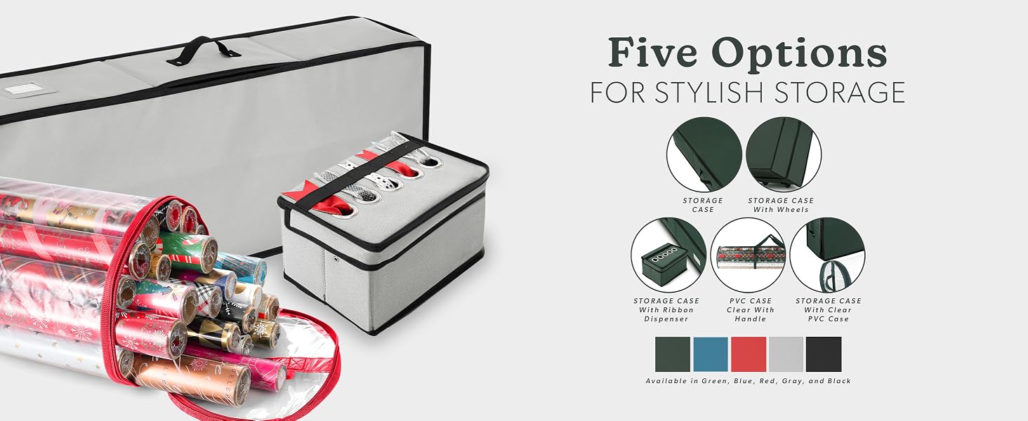 Wrapping paper storage styles and available colors