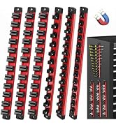 Bensbl 6Pcs Magnetic Socket Organizer and Wrench Organizer Set, 3 Socket Rails for 1/4", 3/8", 1/...