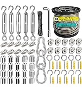 Roxanned 1/8" Stainless Steel Cable,Heavy Duty Turnbuckle Wire Tensioner Kit 100ft 7x7 Strand Con...