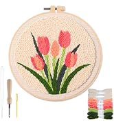 Punch Needle Kit Adults Beginner- Step-by-Step Guide & Video, Including Punch Needle Fabric with ...