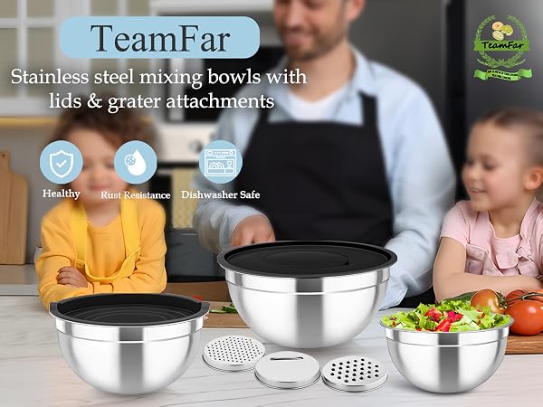 TeamFar stainless steel mixing bowls