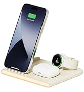 mooas Flip Square 3 in 1 Fast Wireless Charger Charging Nightlight, 2 Color Nightlight Wireless C...