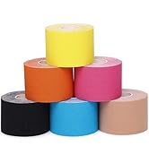 Kinesiology Tape 6 Rolls, Waterproof Kinetic Tape Muscle Tape for Injured Muscle Recovery & Joint...