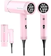 Foldable Hair Dryer 150000 RPM,1600W Ceramic Ionic Professional Hair Blow Dryer with Diffuser & L...