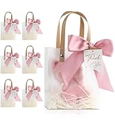 12 Pack Small Clear Plastic Gift Bags with Handles,5.12x2.76x5.91 Inch Party Favor Bags with Ribb...