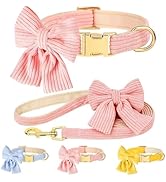 RoseYouth Dog Collar and Leash Set with Bowtie, Cute Girl Dog Collars Metal Buckle Adjustable for...