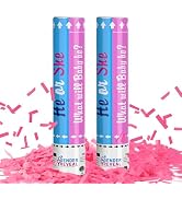 POPUPARTY 2 Pack Gender Reveal Confetti Cannon | No Powder Confetti Poppers | Ideal for Baby Girl...