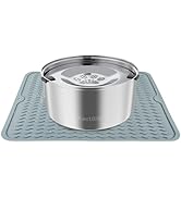 Kactoily 3L Large Capacity Stinless Steel Dog Water Bowl and Waterproof Silicone Dog Food Tray, S...