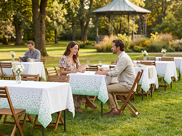 disposable dot tablecloth for dinner