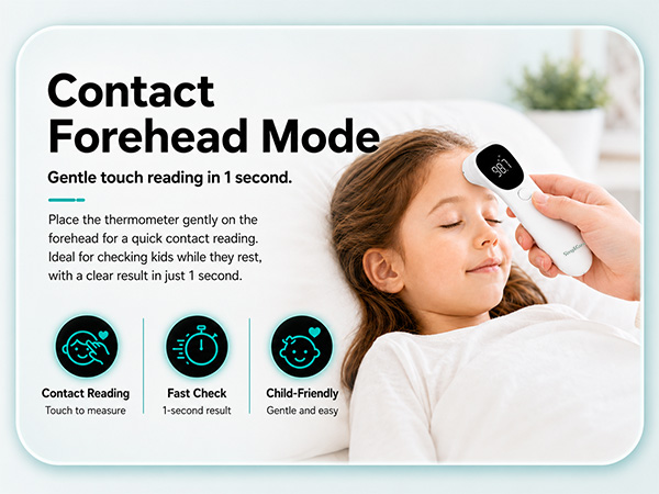 SimpliCare AET-R842 infrared thermometer for forehead, ear, and object temperature checks