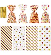Aegero 120 Pcs Christmas Cellophane Treat Bags, Xmas Gift Candy Goodies Bags with 140 Pcs Twists ...