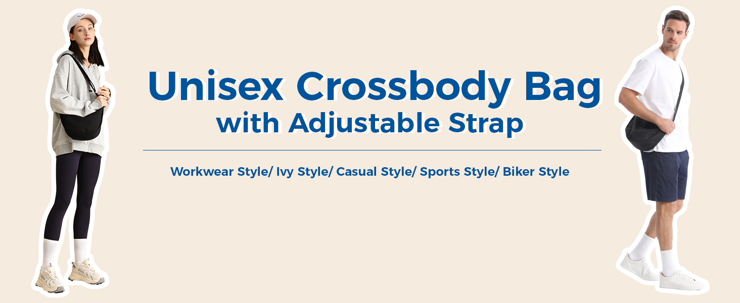 nylon crescent crossbody bag for women men