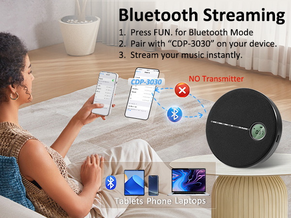 portable cd player bluetooth recieving