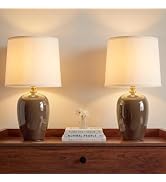Dawnwake 19.1" Ceramic Table Lamps Set of 2 for Bedroom Living Room,Coffee | Small Table Desk Bed...