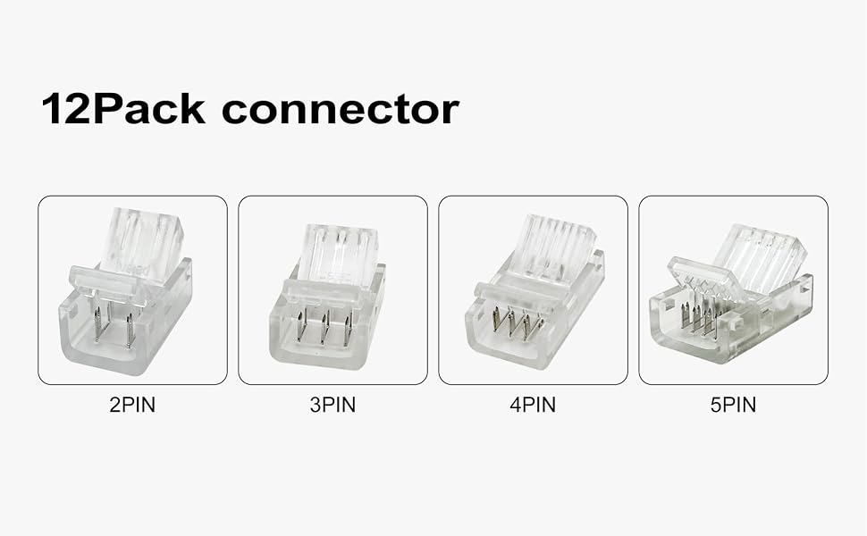 cob led strip connector 2pin/4pin/5pin 8mm 10mm