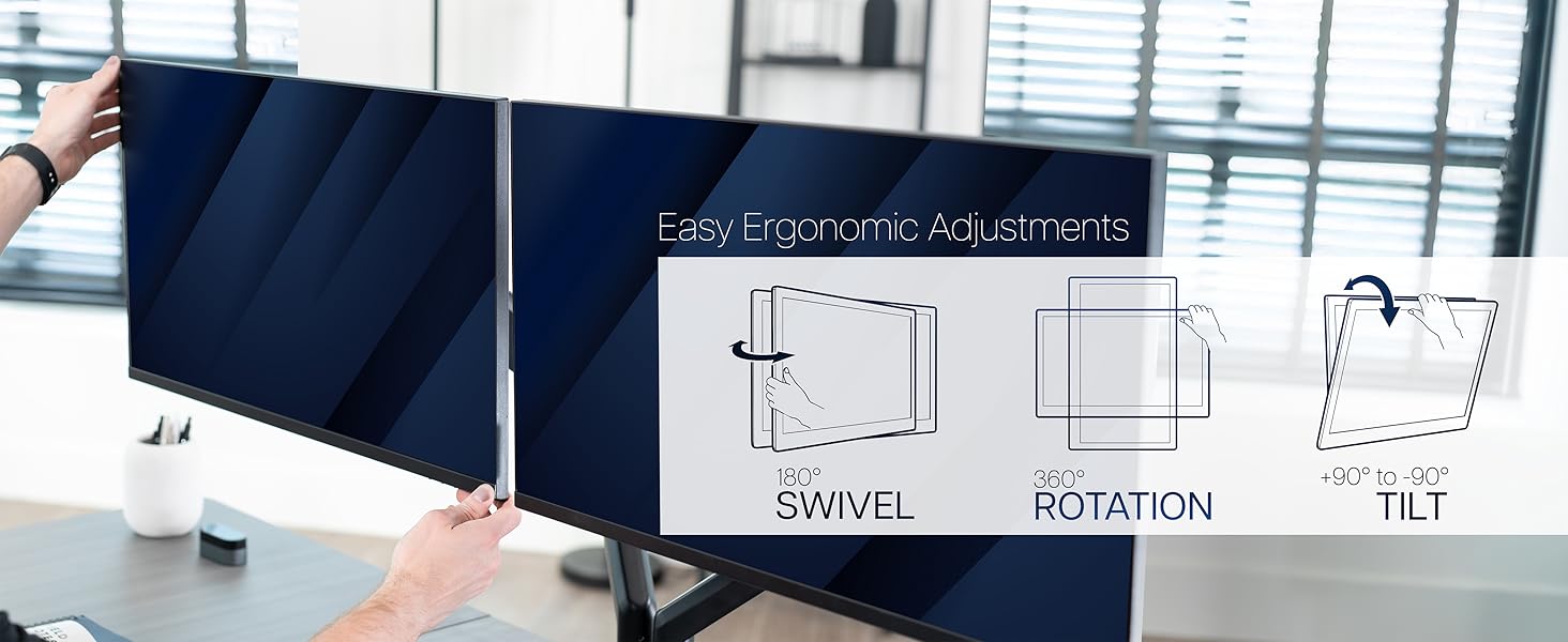 Pneumatic Arm Dual Ultrawide Monitor Desk Mount