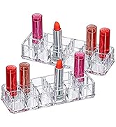 Amazing Abby - Charm - 2-Pack 12-Slot Acrylic Lipstick Organizer, Lipstick Holder, Lip Gloss Orga...