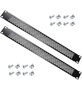 LIYVZ 1U Vented Rack Panel for 19 Inch Server AV Network, Steel, 2 Pack | Thick steel, Better pow...