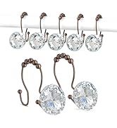 Goowin Shower Curtain Hooks, Crystal Shower Curtain Rings, Stainless Steel Shower Curtain Hangers...