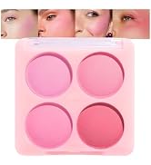 HHLTOH 4 Colors Matte Blush Palette, Pink Peach Cheek Blush Powder for Women, Long Lasting Natura...