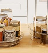 INCOSTAR 2 Tier Lazy Susan Turntable Organizer, 1 Tier Rotating Spice Rack Organization for Kitch...