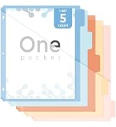 SKYDUE Binder Dividers with Tabs and Pockets – 5-Pack for 3-Ring Binders, Writable Tabs, Durable ...