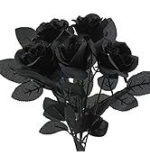 Uieke 5Pcs Roses Artificial Flowers, Black Roses Artificial Flowers Fake Flower Silk Stem Realist...