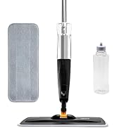 OVENTE Microfiber Spray Mop with 650ml Refillable Bottle, Black CTM121BGD | Absorbent Microfiber ...
