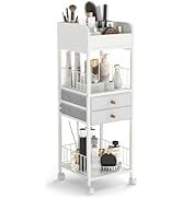 Giantex Rolling Makeup Organizer Cart with Drawers & Shelves, Cosmetic Storage Rack with Lockable...