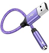 USB to 3.5mm Jack Audio Adapter, USB to Aux Cable External Stereo Sound Card, Male to 3.5 mm TRRS...