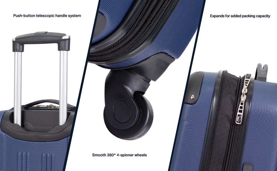 travelers club, carry-on, luggage, lightweight, 360 spinners, mobility, fashion, expandable, easy
