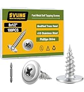 SVLING #8×1/2" Wood Screws Phillips Modified Truss Head Quick Metal,180Pcs Self Tapping Screws St...