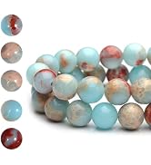HAAMIIQII 6mm Blue Imperial Jasper Beads Round Gemstone Loose Beads for Jewelry Making 2 Strands ...