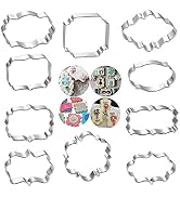 10 PCS Plaque Frame Cookie Cutters Set - Fondant Tiles Cutter Molds Set for Biscuit, Fruit, Bread...