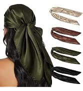 HBselect 4PCS Head Scarf for Women 35” Head Scarves Silk Like Satin Neck Scarfs Square Bandana Ha...