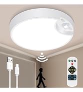 LINEWAY Rechargeable Motion Sensor Closet Light, Battery Operated Ceiling Light with Remote, Wire...